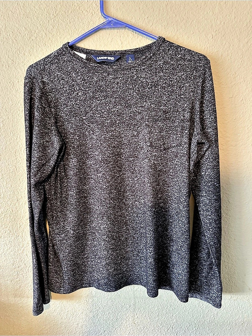 Lands' End Women's Long Sleeve Top in Black & Silver Size Large Like N
